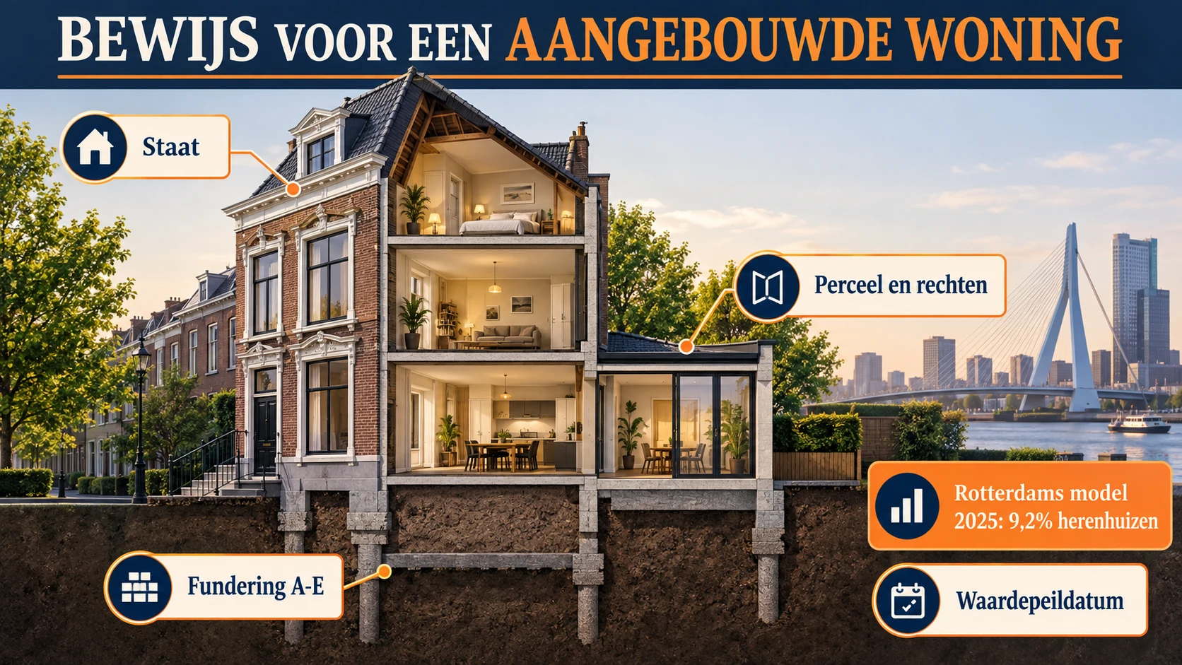 Waarderingsbewijs voor een Rotterdams herenhuis: staat, perceel, rechten, fundering en ontvanger